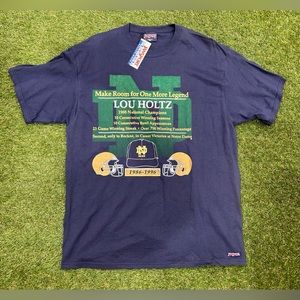 Vintage New W Tags Notre Dame Fighting Irish Legend Lou Holtz Tribute XL T-shirt